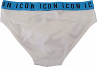 سروال داخلي رجالي قصير من القطن المطاطي بشعار آيكون باللون الأبيض 2
