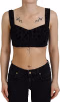 Black Leopard Cropped Bustier Corset Bra Top 1