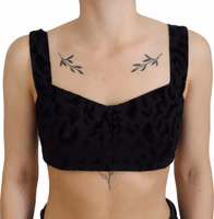 Black Leopard Cropped Bustier Corset Bra Top 4
