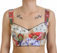 Multicolor Floral Cropped Bustier Corset Top 4