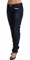 Blue Low Waist Slim Fit Women Denim Jeans 2