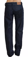 Dark Blue Low Waist Straight Fit Women Denim Jeans 3