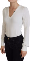 Ivory V-Neck Long Sleeves Women Blouse Top 2
