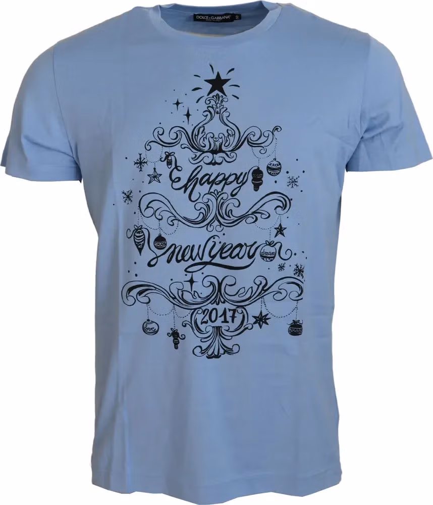 Light Blue Happy New Year 2017 Cotton T-shirt