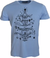 Light Blue Happy New Year 2017 Cotton T-shirt 1