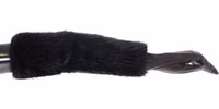 Black Beaver Fur Lambskin Leather Elbow Gloves 1
