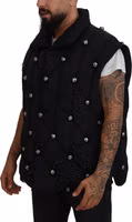 سترة سوداء بلا أكمام بتزيينات معدنية من DG 2