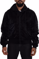 Black Nylon Hooded Full Zip Bomber Jacket 1