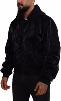 Black Nylon Hooded Full Zip Bomber Jacket 2