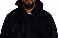 Black Nylon Hooded Full Zip Bomber Jacket 4