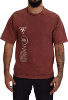 Maroon Print Round Neck Short Sleeves T-shirt 1