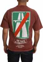Maroon Print Round Neck Short Sleeves T-shirt 3