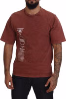 Maroon Print Round Neck Short Sleeves T-shirt 5