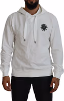 White Cotton Hooded Sweatshirt Logo Sweater 1