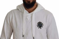 White Cotton Hooded Sweatshirt Logo Sweater 4