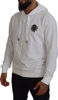 White Cotton Hooded Sweatshirt Logo Sweater 5