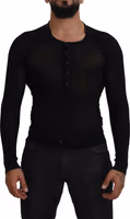 Black Cashmere Button Pullover Sweater 1