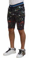 Black Cotton Volcano Print Casual Shorts 2