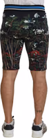 Black Cotton Volcano Print Casual Shorts 3
