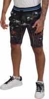 Black Cotton Volcano Print Casual Shorts 4