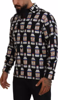 Black Silk Printed Collared Men Casual Shirt 2