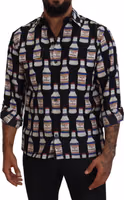 Black Silk Printed Collared Men Casual Shirt 5