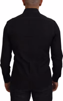 Black Cotton Collared Long Sleeve GOLD Shirt 3