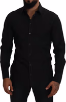 Black Cotton Collared Long Sleeve GOLD Shirt 5