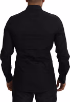Black Floral Embroidery Men Long Sleeves GOLD Shirt 3