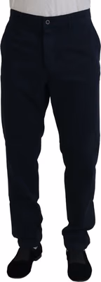 Blue Cotton Dress Formal Men Pants