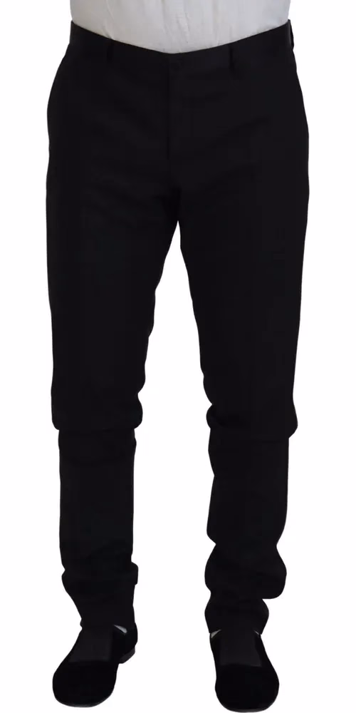 Black Wool Chino Dress Formal Pants