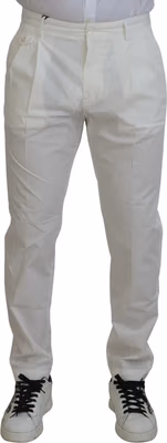 White Cotton Skinny Chino Pants