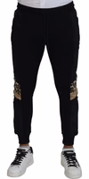 Black Polyester Skinny Jogger Men Pants 1