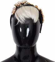 Black Crystal White Hair Parrucchiera Headband Diadem 3