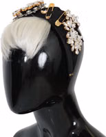 Black Crystal White Hair Parrucchiera Headband Diadem 4