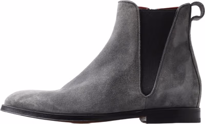 Gray Leather Men Ankle Boots Shoes