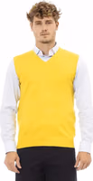 Yellow Viscose Men Jacket 1