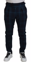 Blue Purple Plaid Wool Trousers Pants 1