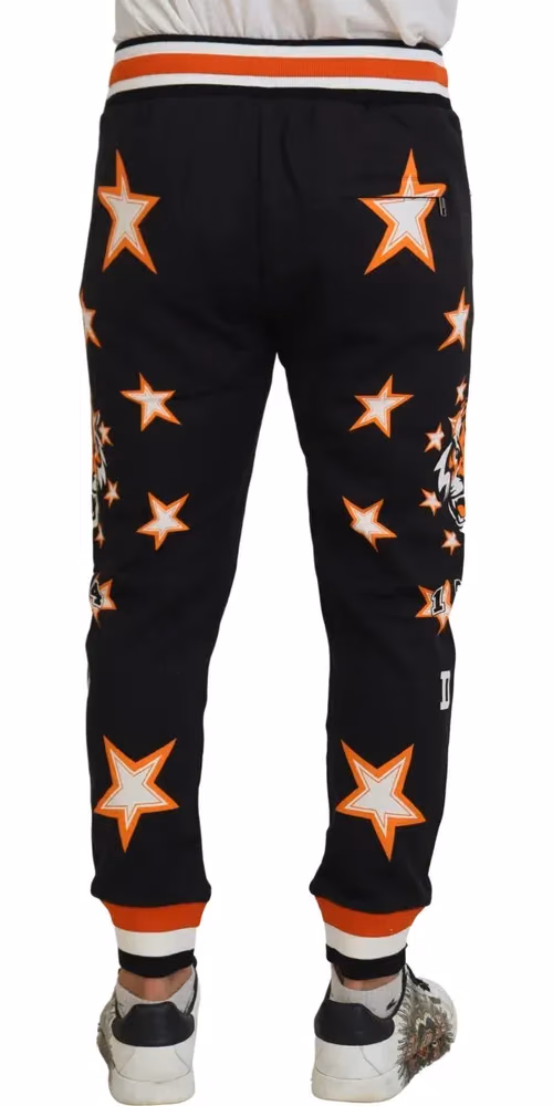 Black Orange Star Trousers Sport Pants