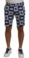 Blue Logo Print Cotton Chinos Shorts 1