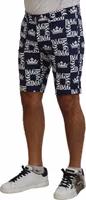 Blue Logo Print Cotton Chinos Shorts 2