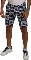 Blue Logo Print Cotton Chinos Shorts 4