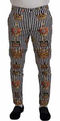 White Cotton Stretch Crown Trouser Pants