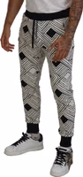 Black White Cotton Trousers Sport Pants 1