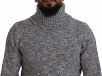 Gray Wool Knit Turtleneck Pullover Sweater 3