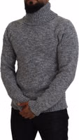 Gray Wool Knit Turtleneck Pullover Sweater 4