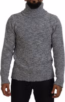 Gray Wool Knit Turtleneck Pullover Sweater 5