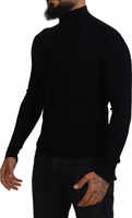 Black Half Zip Turtleneck Pullover Sweater 1