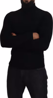 Black Half Zip Turtleneck Pullover Sweater 4
