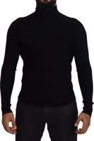 Black Half Zip Turtleneck Pullover Sweater 5